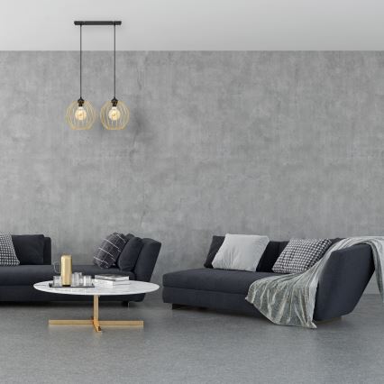Hanglamp aan een koord MERCURE 2xE27/15W/230V goud/zwart