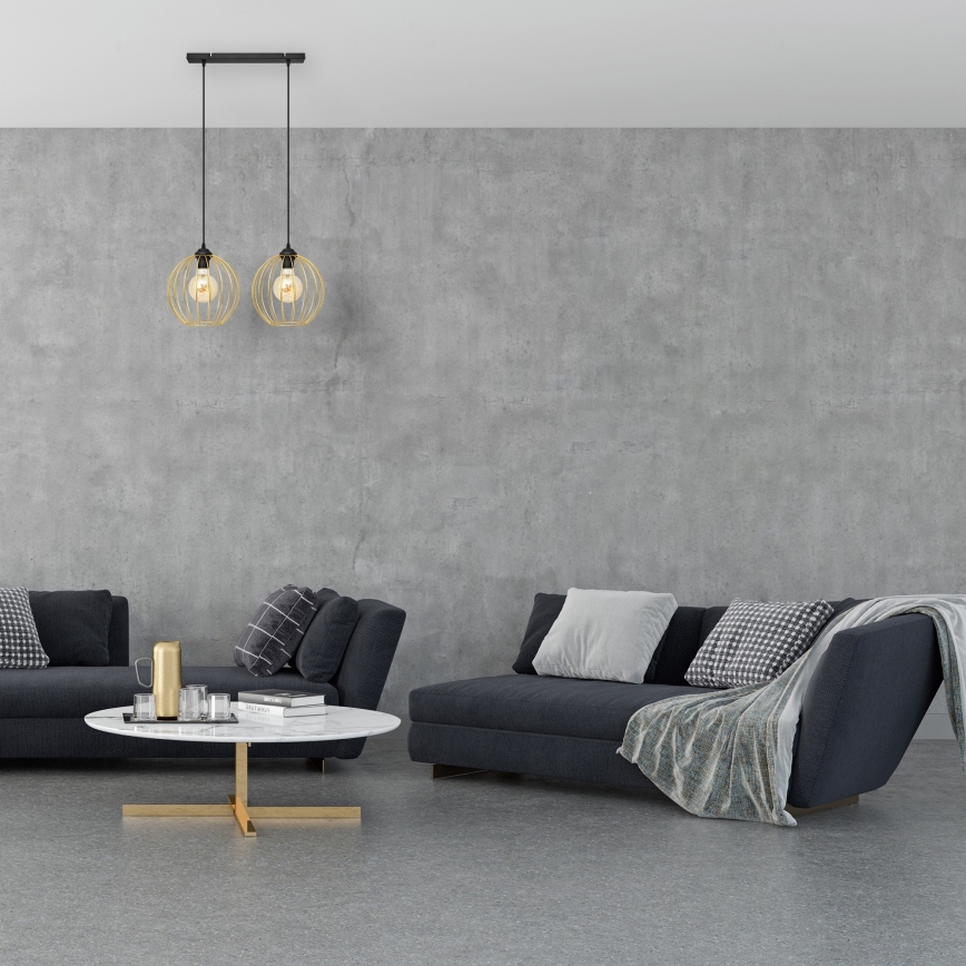 Hanglamp aan een koord MERCURE 2xE27/15W/230V goud/zwart