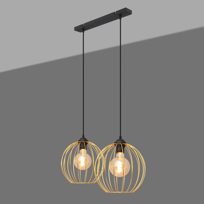 Hanglamp aan een koord MERCURE 2xE27/15W/230V goud/zwart