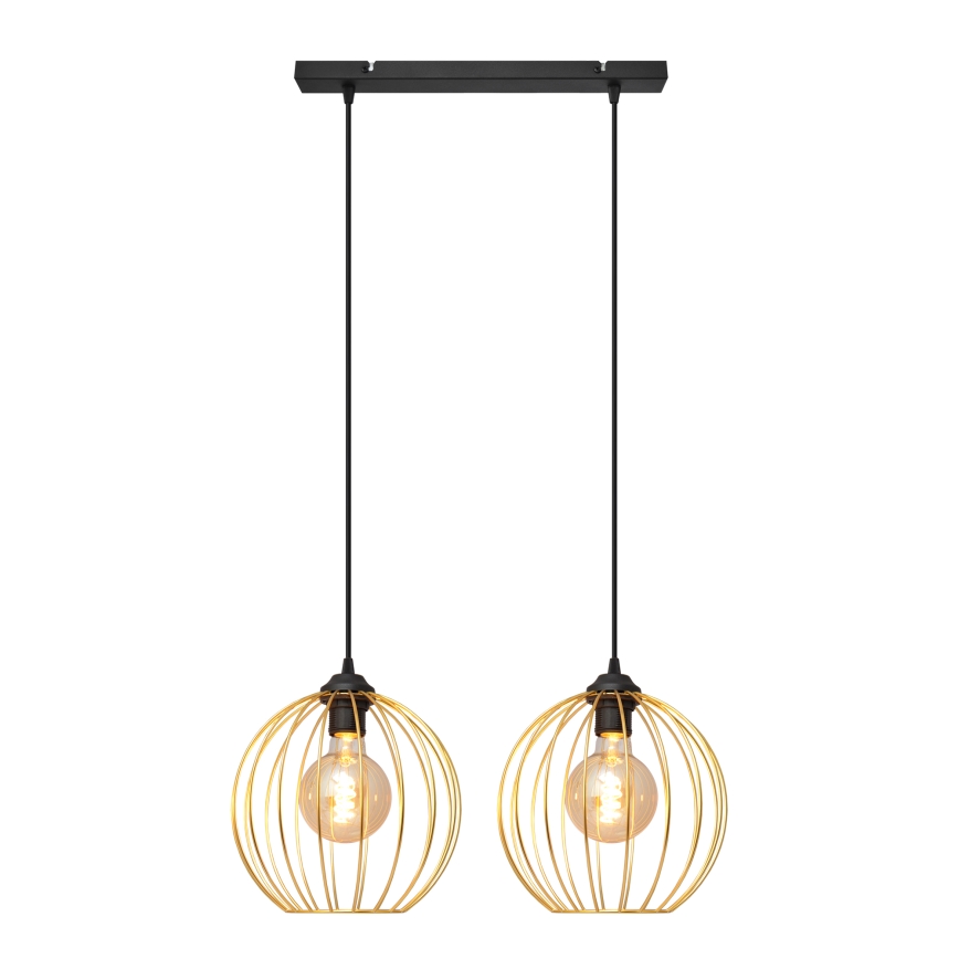 Hanglamp aan een koord MERCURE 2xE27/15W/230V goud/zwart