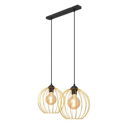 Hanglamp aan een koord MERCURE 2xE27/15W/230V goud/zwart