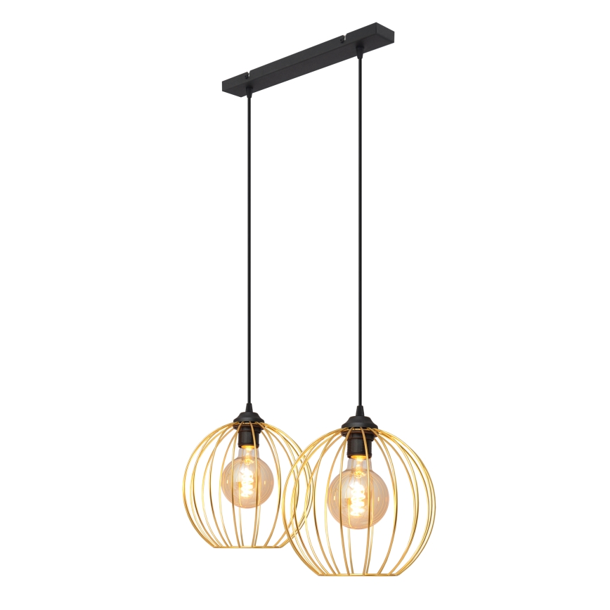 Hanglamp aan een koord MERCURE 2xE27/15W/230V goud/zwart