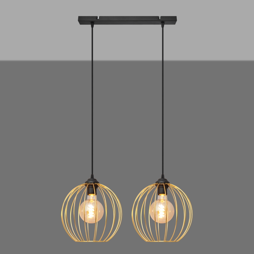 Hanglamp aan een koord MERCURE 2xE27/15W/230V goud/zwart