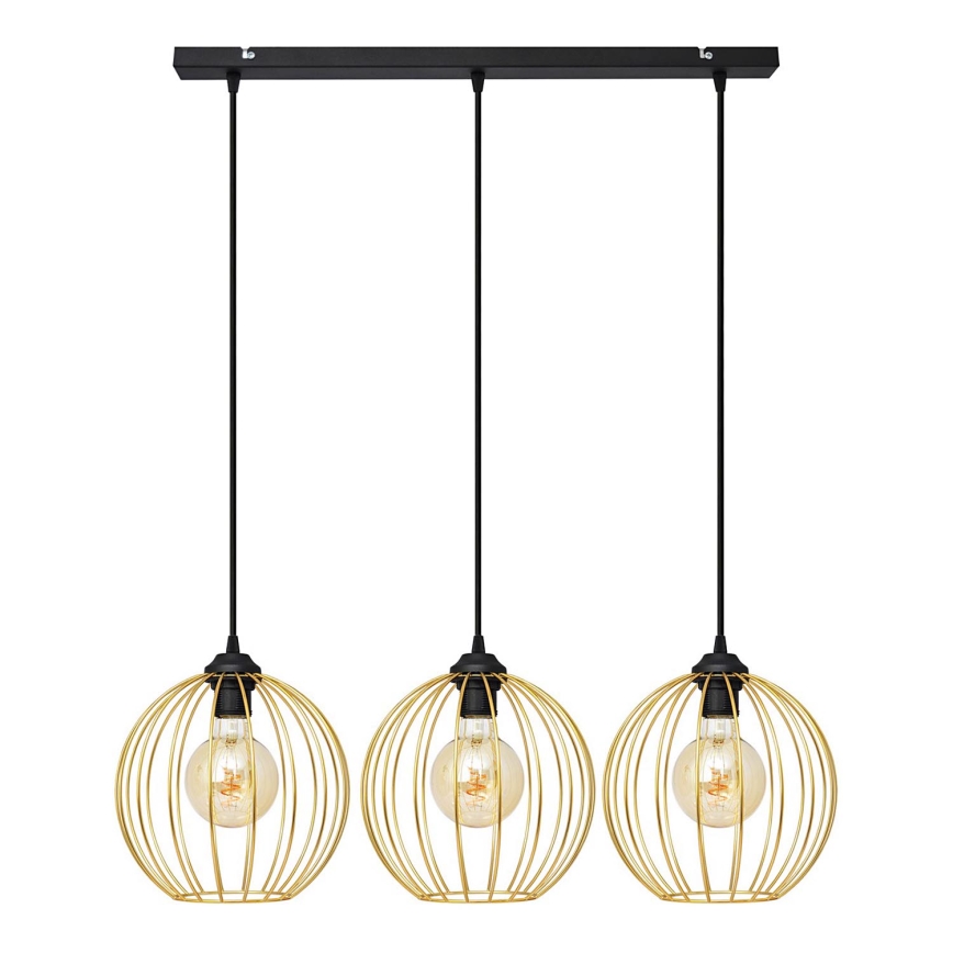 Hanglamp aan een koord MERCURE 3xE27/15W/230V goud/zwart