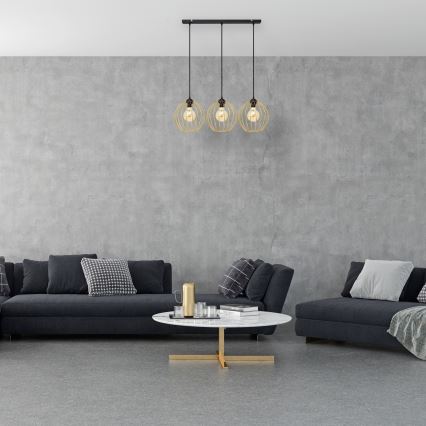 Hanglamp aan een koord MERCURE 3xE27/15W/230V goud/zwart