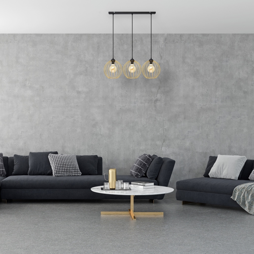 Hanglamp aan een koord MERCURE 3xE27/15W/230V goud/zwart