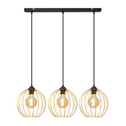Hanglamp aan een koord MERCURE 3xE27/15W/230V goud/zwart