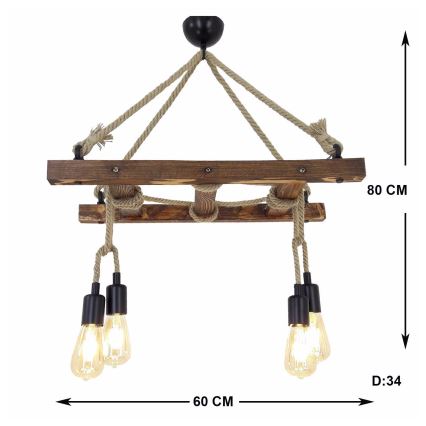 Hanglamp aan een koord MERDIVEN 4xE27/40W/230V