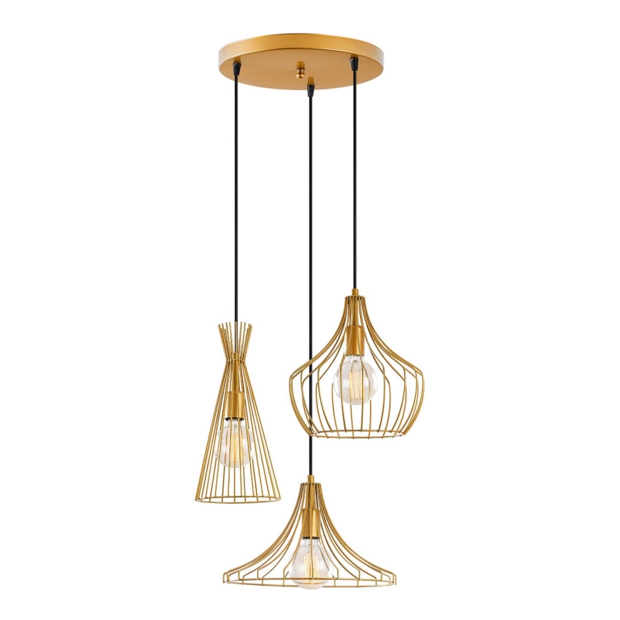 Hanglamp aan een koord MEZOPOTAMYA 3xE27/40W/230V goud
