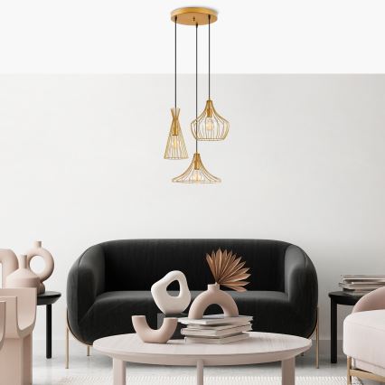Hanglamp aan een koord MEZOPOTAMYA 3xE27/40W/230V goud