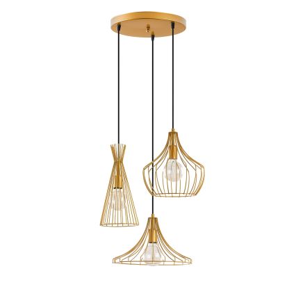 Hanglamp aan een koord MEZOPOTAMYA 3xE27/40W/230V goud