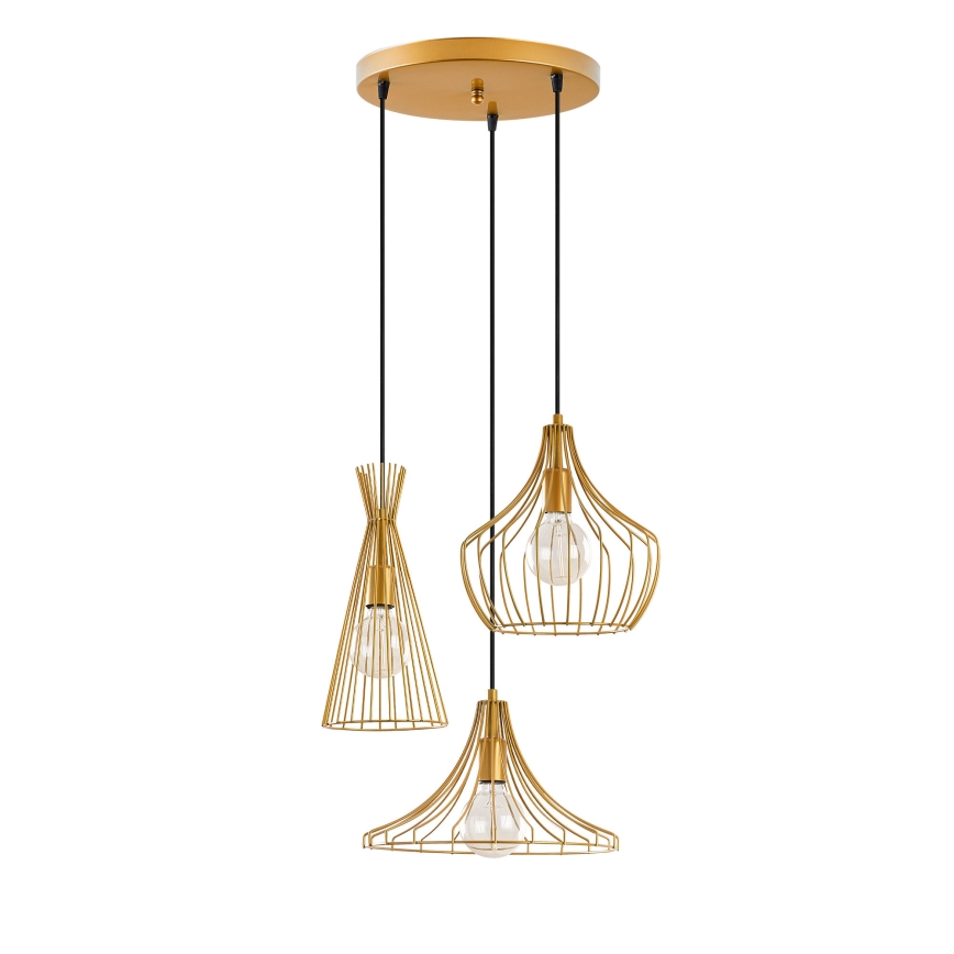 Hanglamp aan een koord MEZOPOTAMYA 3xE27/40W/230V goud