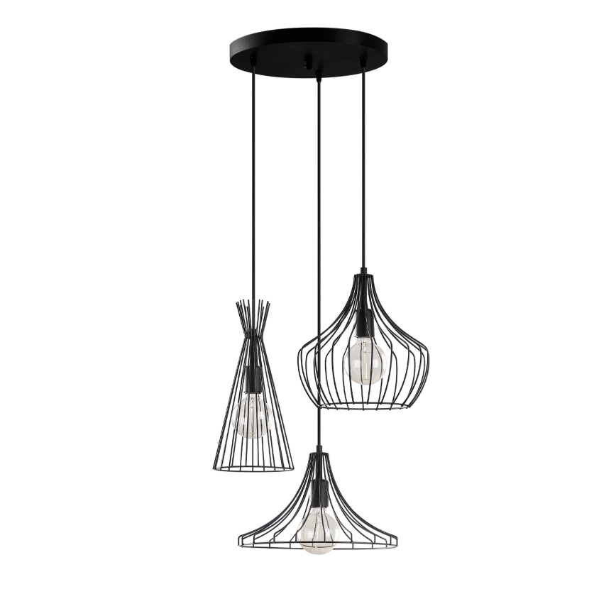 Hanglamp aan een koord MEZOPOTAMYA 3xE27/40W/230V zwart