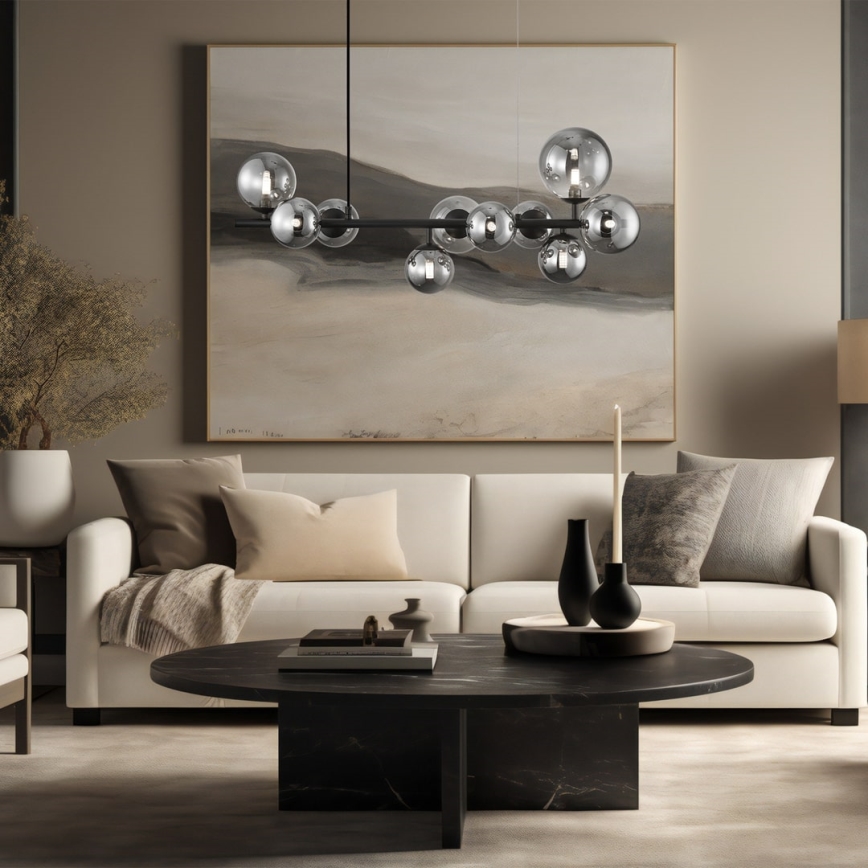 Hanglamp aan een koord MILA 10xG9/9W/230V zwart/grijs
