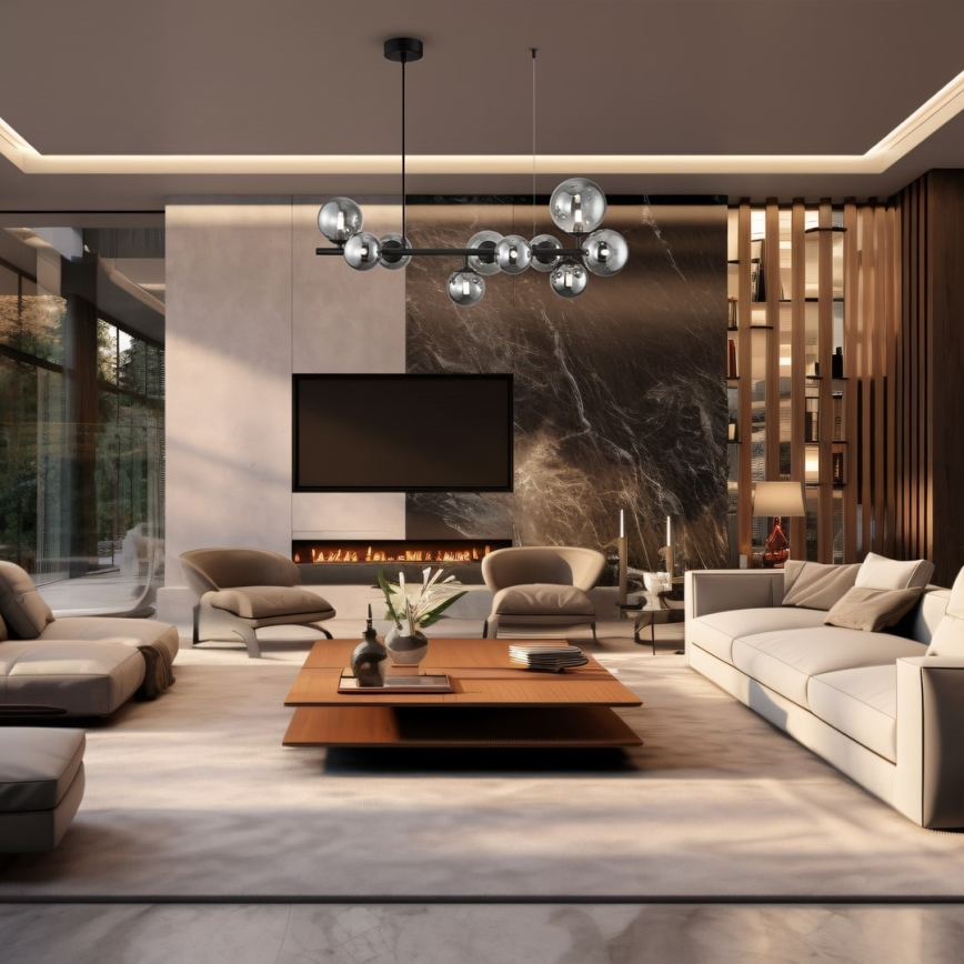 Hanglamp aan een koord MILA 10xG9/9W/230V zwart/grijs