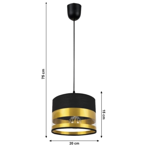 Knikken slim communicatie Hanglamp aan een koord MILO 1xE27/60W/230V goud/zwart | Lampenmanie