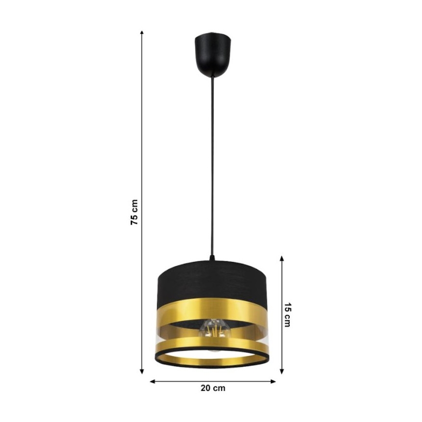 Hanglamp aan een koord MILO 1xE27/60W/230V goud/zwart