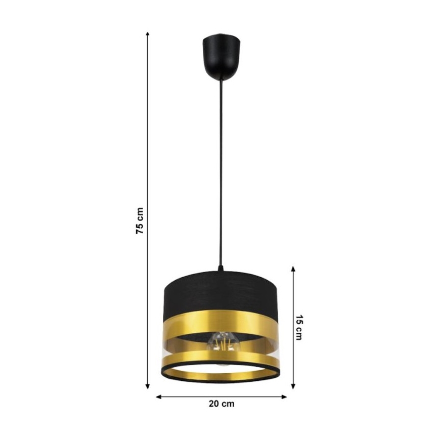 Knikken slim communicatie Hanglamp aan een koord MILO 1xE27/60W/230V goud/zwart | Lampenmanie