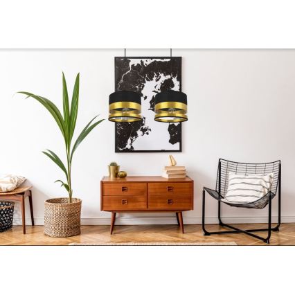 Hanglamp aan een koord MILO 2xE27/60W/230V goud/zwart