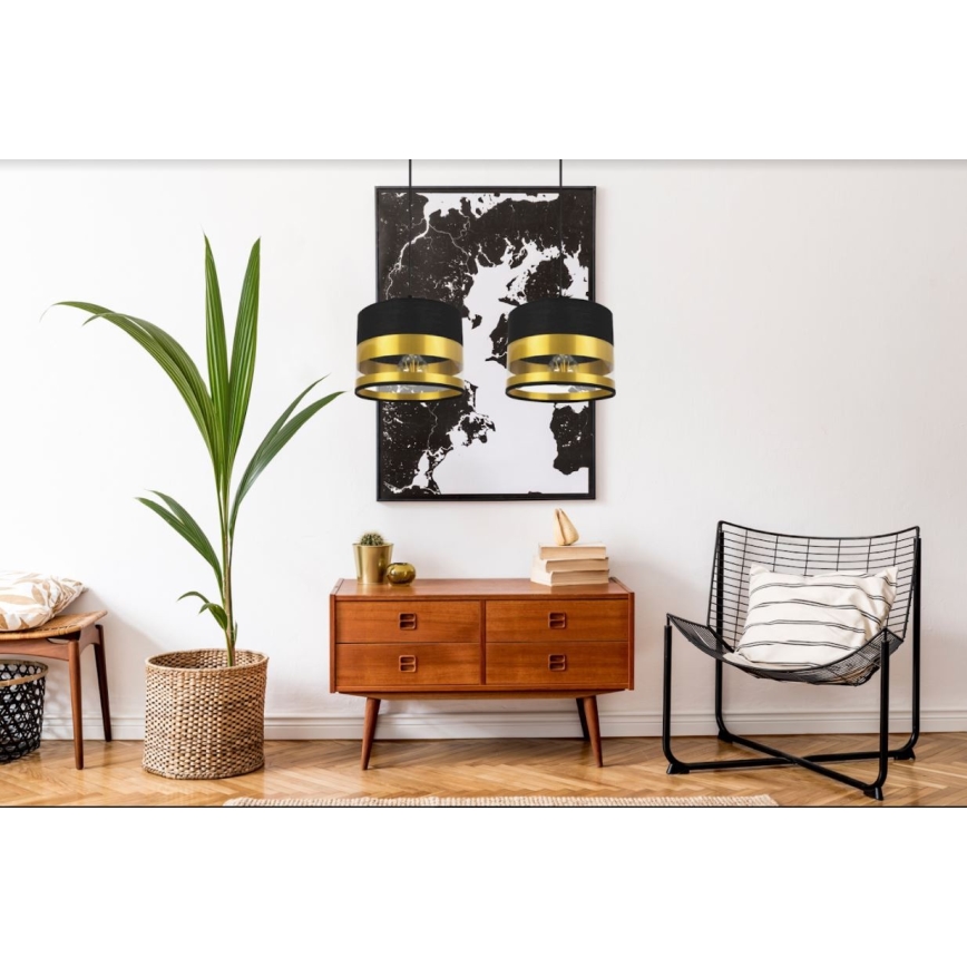 Hanglamp aan een koord MILO 2xE27/60W/230V goud/zwart