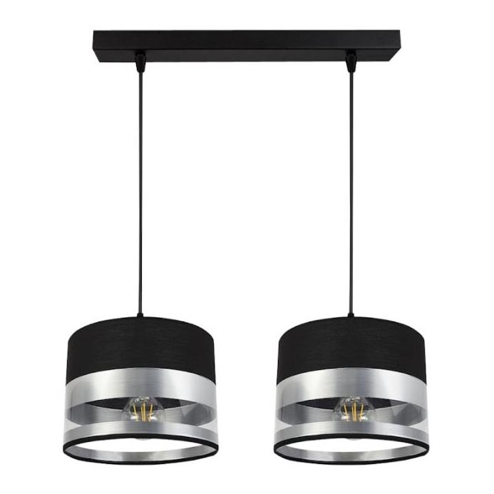 Hanglamp aan een koord MILO 2xE27/60W/230V zilver/zwart