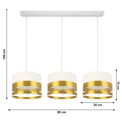 Hanglamp aan een koord MILO 3xE27/60W/230V goud