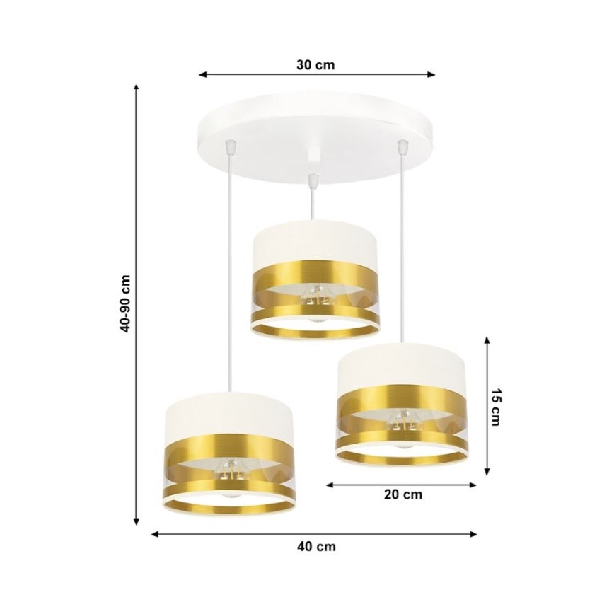 Hanglamp aan een koord MILO 3xE27/60W/230V goud