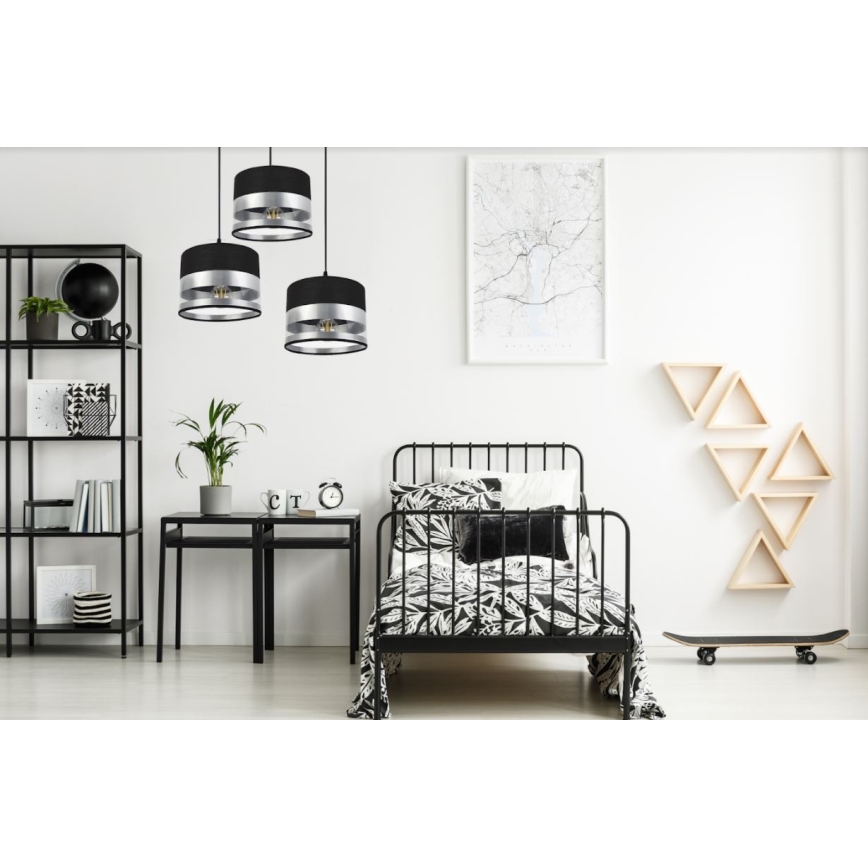 Hanglamp aan een koord MILO 3xE27/60W/230V zilver/zwart