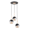 Hanglamp aan een koord MILTONA 3xE27/60W/230V zwart/beige