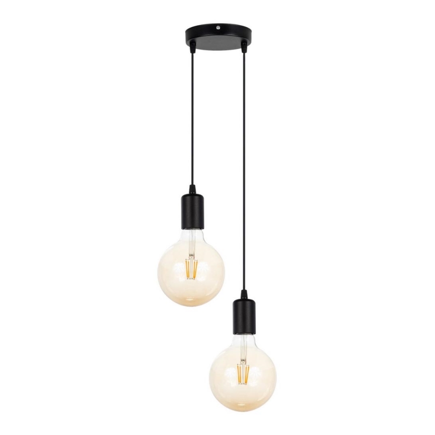 Hanglamp aan een koord MIROS 2xE27/60W/230V rond zwart