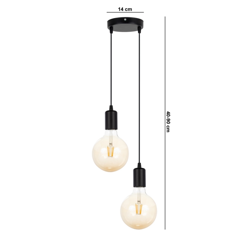 Hanglamp aan een koord MIROS 2xE27/60W/230V rond zwart