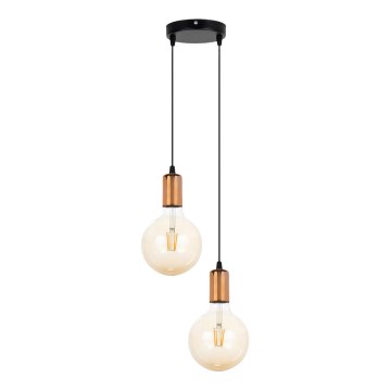 Hanglamp aan een koord MIROS 2xE27/60W/230V rond zwart/koper