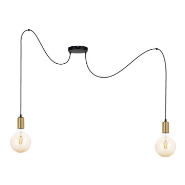 Hanglamp aan een koord MIROS 2xE27/60W/230V spin zwart/goud
