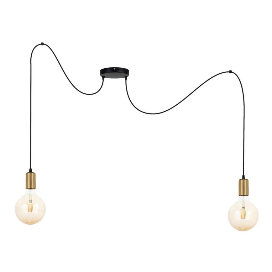 Hanglamp aan een koord MIROS 2xE27/60W/230V spin zwart/goud