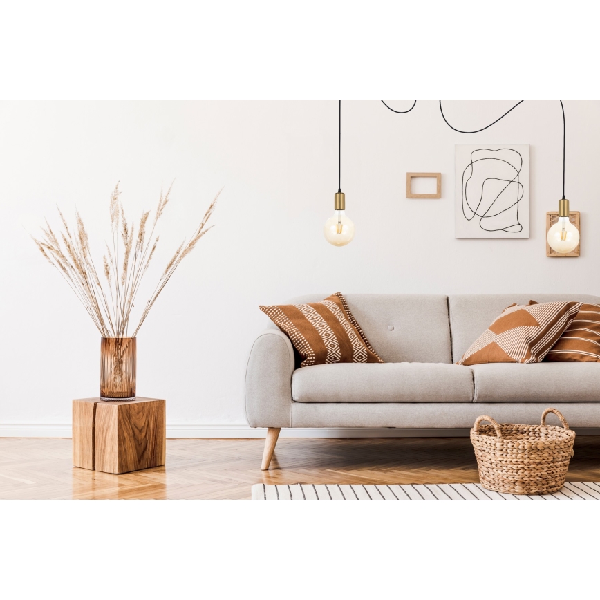 Hanglamp aan een koord MIROS 2xE27/60W/230V spin zwart/goud