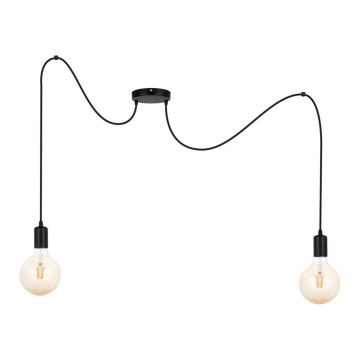 Hanglamp aan een koord MIROS 2xE27/60W/230V spin zwart