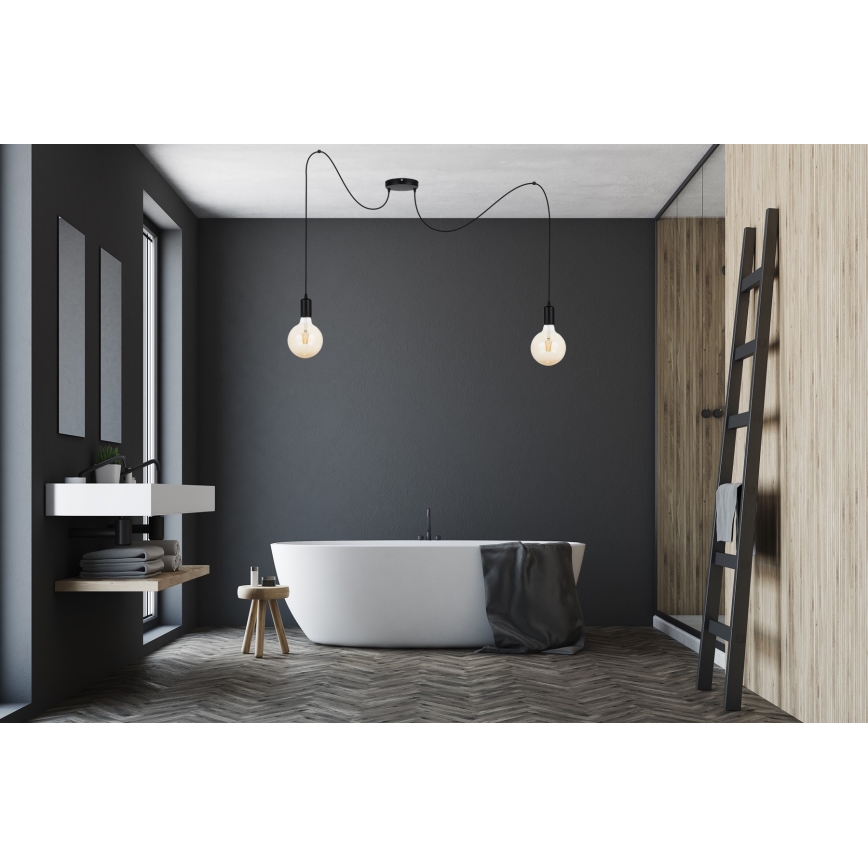 Hanglamp aan een koord MIROS 2xE27/60W/230V spin zwart