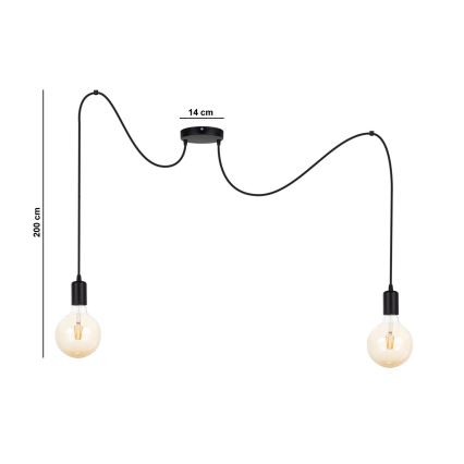 Hanglamp aan een koord MIROS 2xE27/60W/230V spin zwart