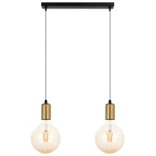Hanglamp aan een koord MIROS 2xE27/60W/230V zwart/gouden