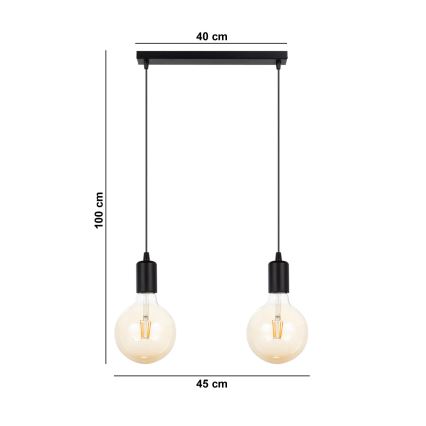 Hanglamp aan een koord MIROS 2xE27/60W/230V zwart