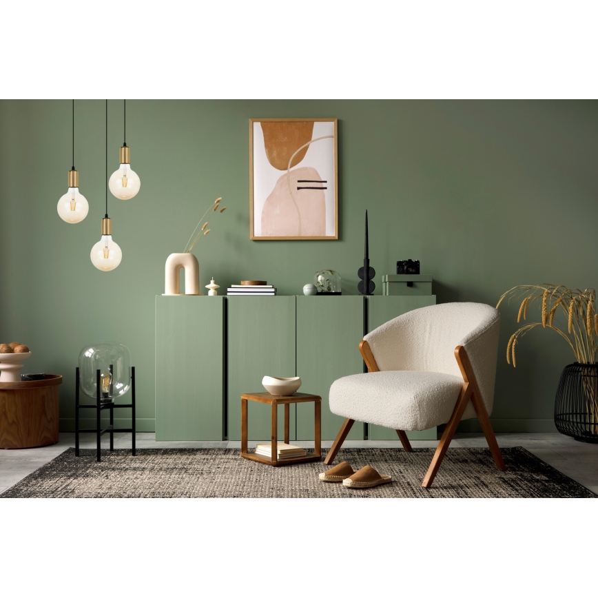 Hanglamp aan een koord MIROS 3xE27/60W/230V rond zwart/gouden