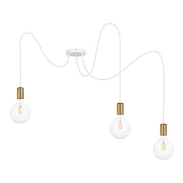 Hanglamp aan een koord MIROS 3xE27/60W/230V spin wit/goud