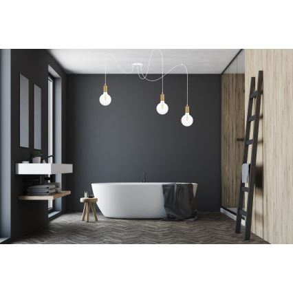 Hanglamp aan een koord MIROS 3xE27/60W/230V spin wit/goud