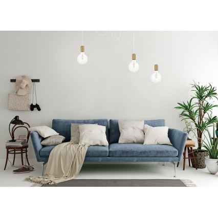 Hanglamp aan een koord MIROS 3xE27/60W/230V spin wit/goud