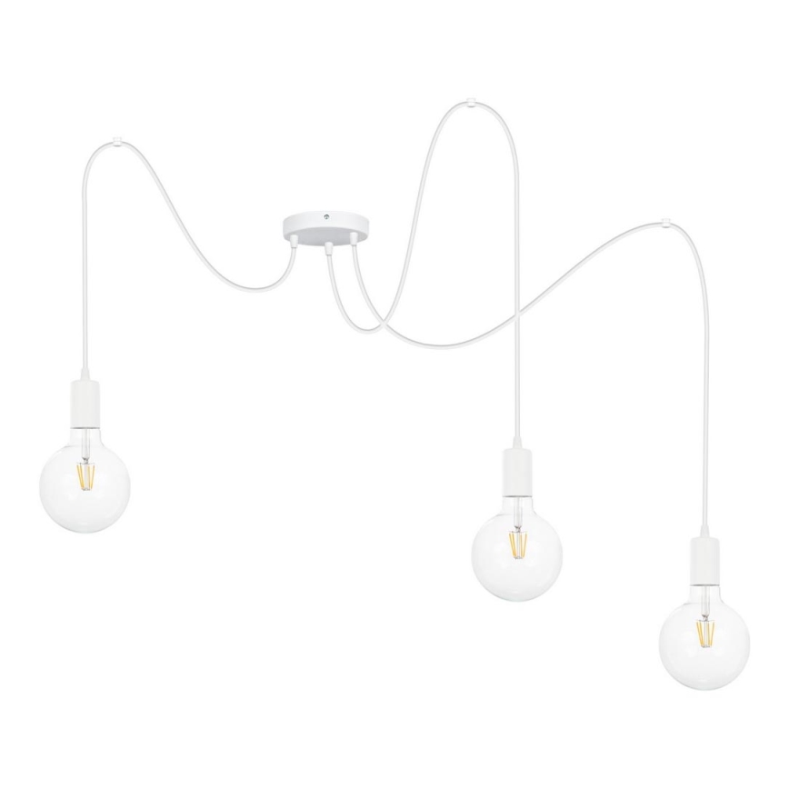 Hanglamp aan een koord MIROS 3xE27/60W/230V spin wit