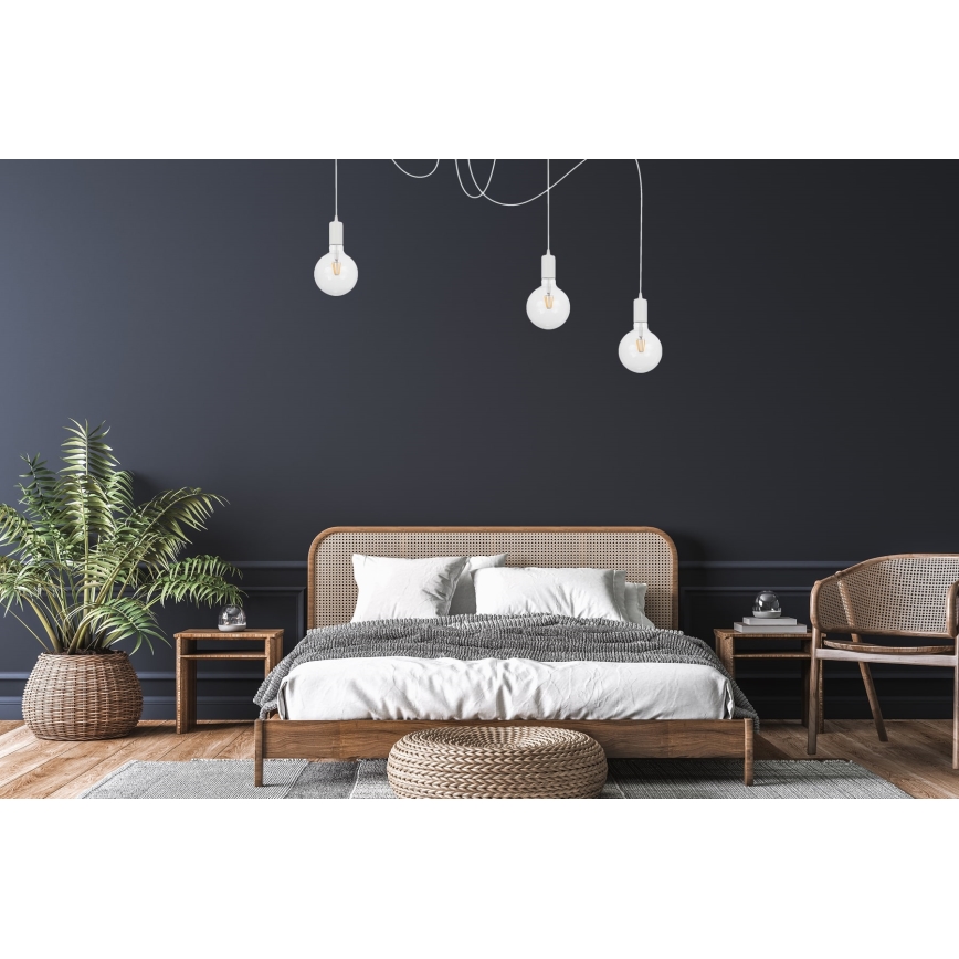 Hanglamp aan een koord MIROS 3xE27/60W/230V spin wit