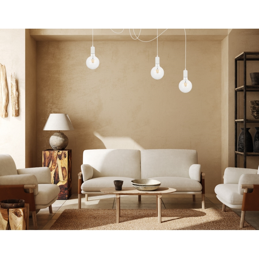 Hanglamp aan een koord MIROS 3xE27/60W/230V spin wit