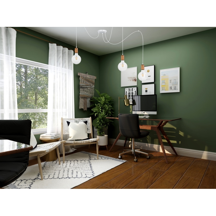 Hanglamp aan een koord MIROS 3xE27/60W/230V spin wit/koper