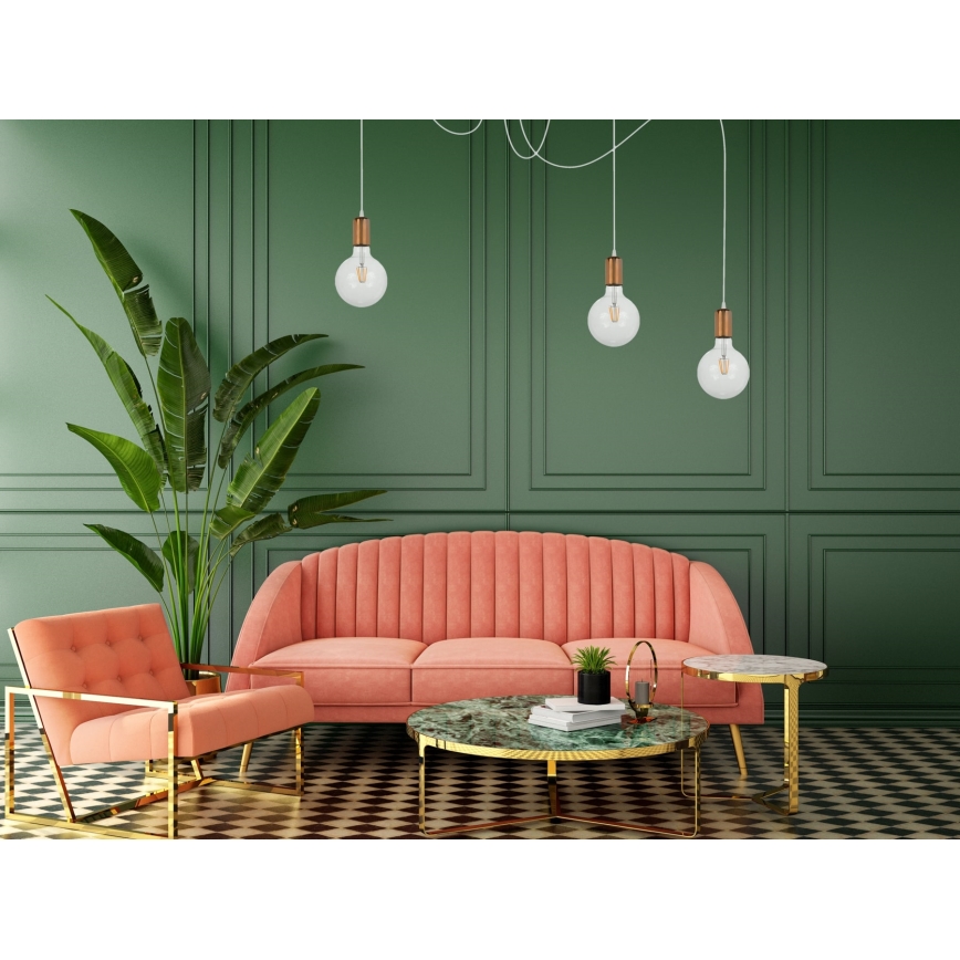 Hanglamp aan een koord MIROS 3xE27/60W/230V spin wit/koper