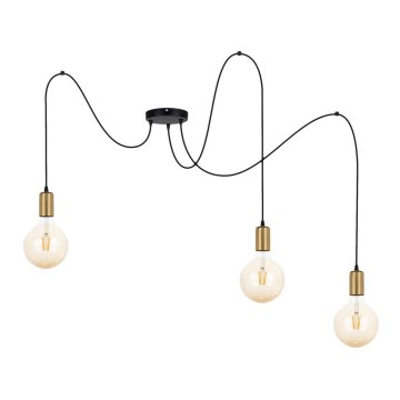 Hanglamp aan een koord MIROS 3xE27/60W/230V spin zwart/goud